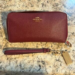 Coach Long Zip Around Wallet 

Cherry Color/Gold Hardware